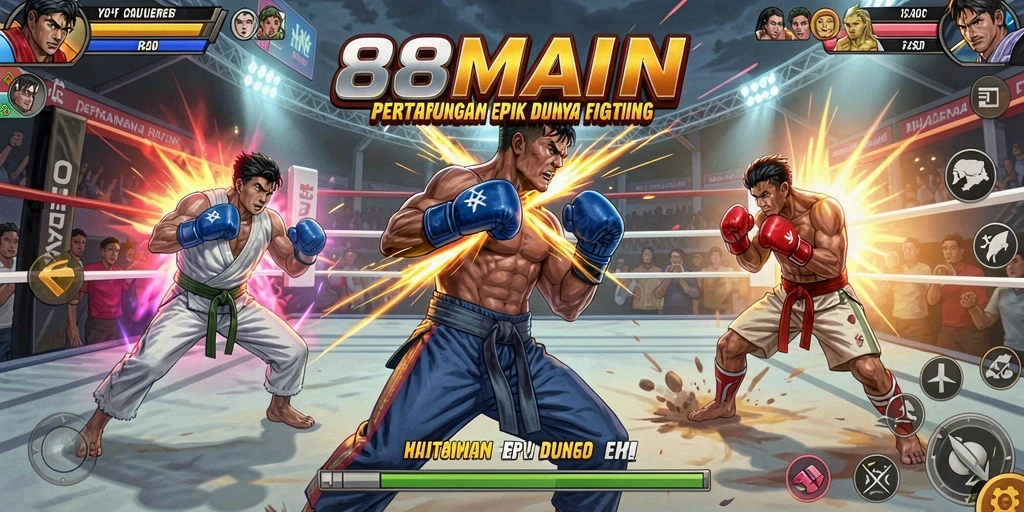 Screenshot gameplay 88MAIN menampilkan aksi pertarungan yang seru dan intens.