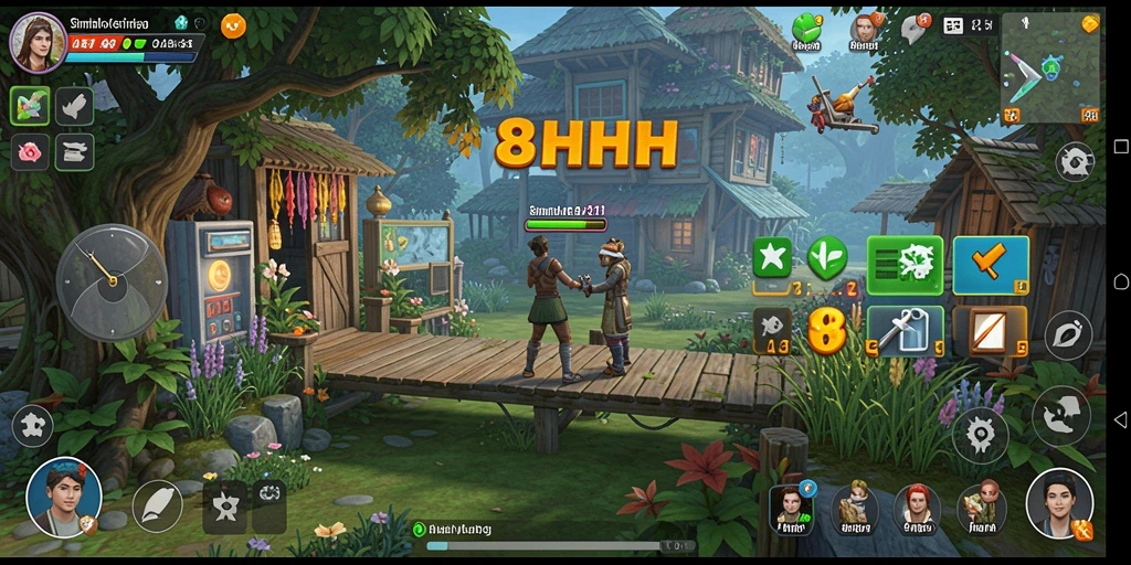 Screenshot gameplay 8HHH menampilkan dunia simulasi yang dinamis.