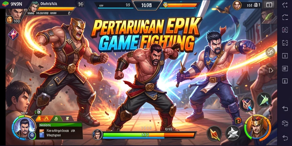 Tangkapan layar 9N9N menampilkan pertarungan seru antara karakter yang berbeda.