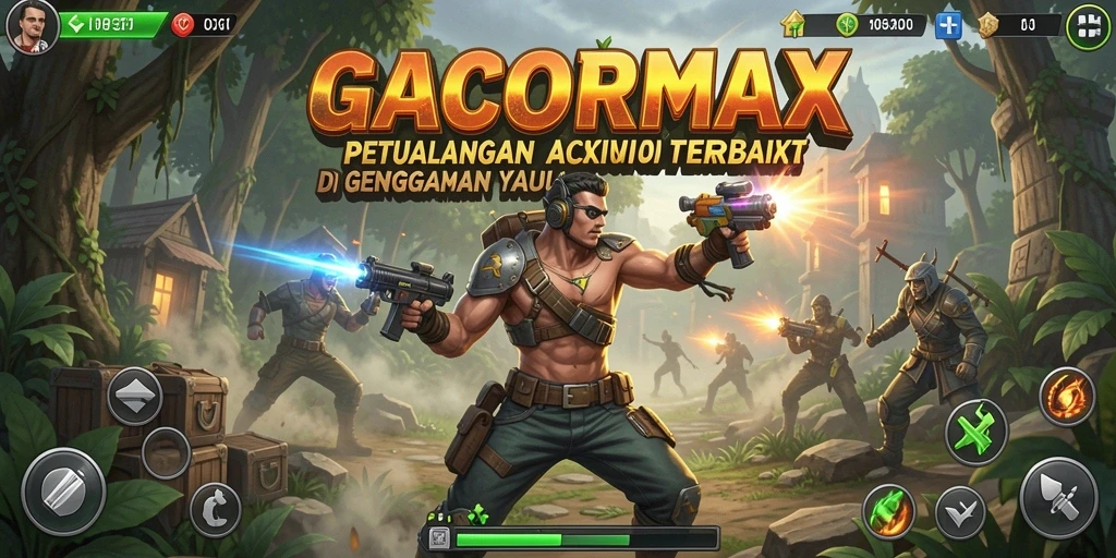 Tangkapan layar menunjukkan aksi seru dalam GACORMAX dengan efek visual memukau.