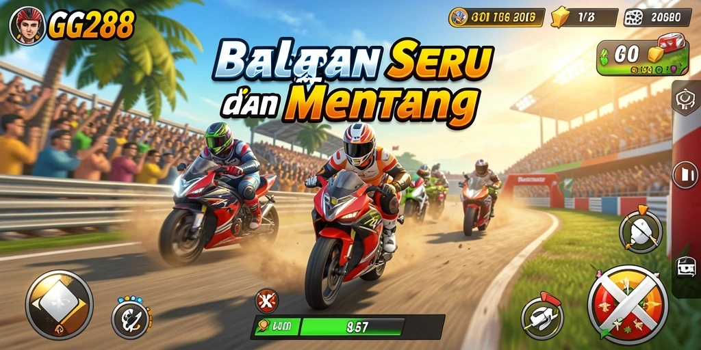 Tampilan gameplay GG288 dengan mobil balap yang penuh aksi.