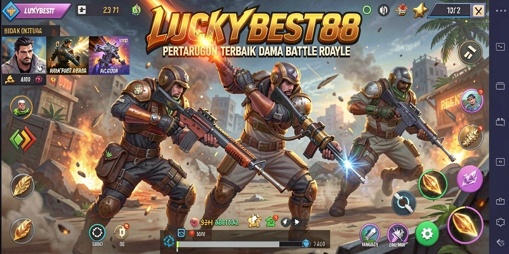 Tampilan gameplay seru di LUCKYBEST88 saat bertempur di arena.