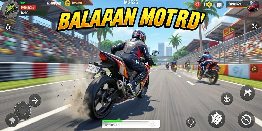 Screenshot gameplay MG525 yang menampilkan balapan seru di trek menantang.