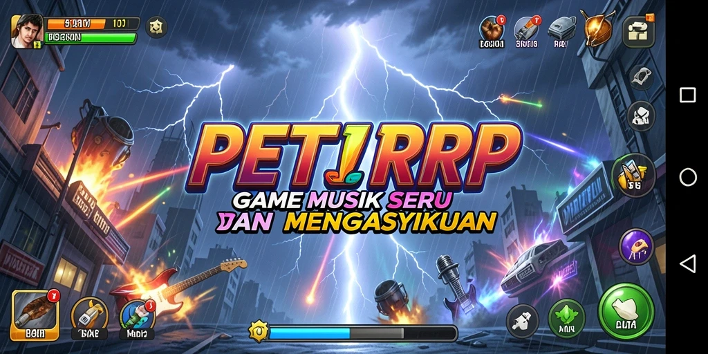 Screenshot gameplay PETIRRP yang menunjukkan momen seru bermain musik.