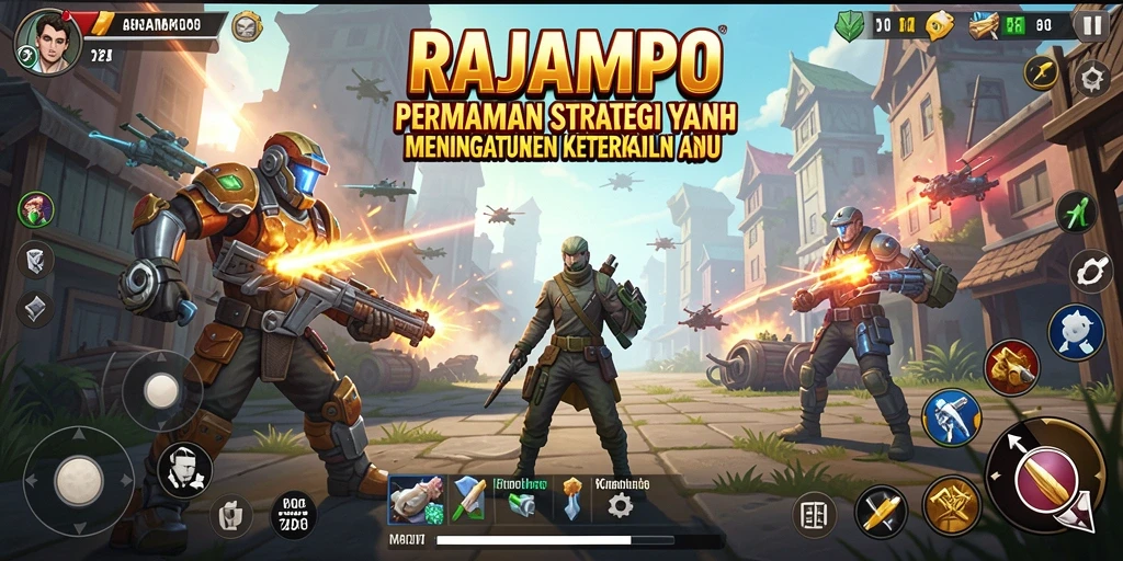 Screenshot gameplay <strong>RAJAMPO</strong> menunjukkan pertempuran strategis yang mendebarkan.