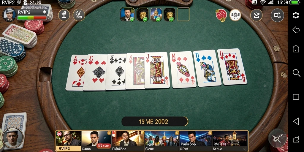 Tampilan gameplay seru RVIP2 dengan pemain bersaing di meja domino.