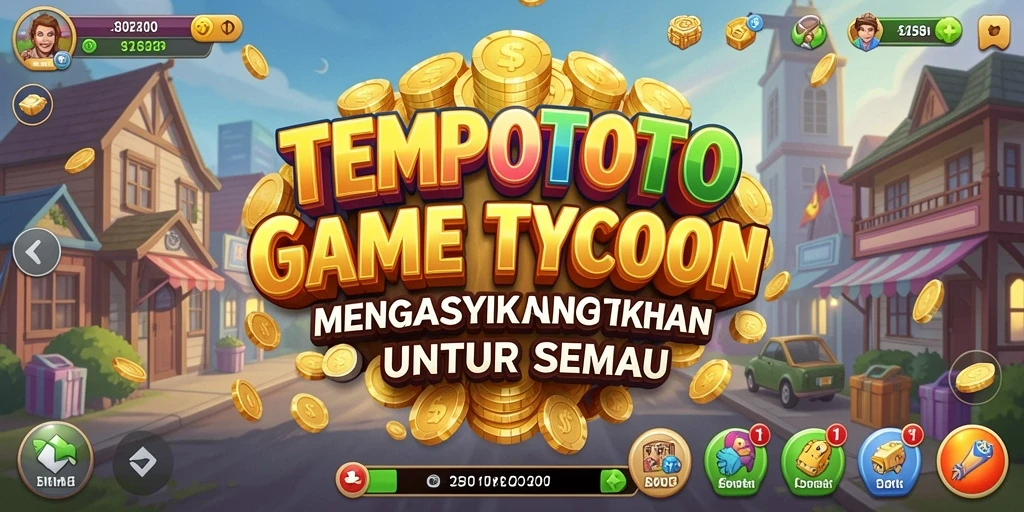 Screenshot gameplay TEMPOTOTO menampilkan aktivitas mengelola bisnis dengan grafis yang menarik.