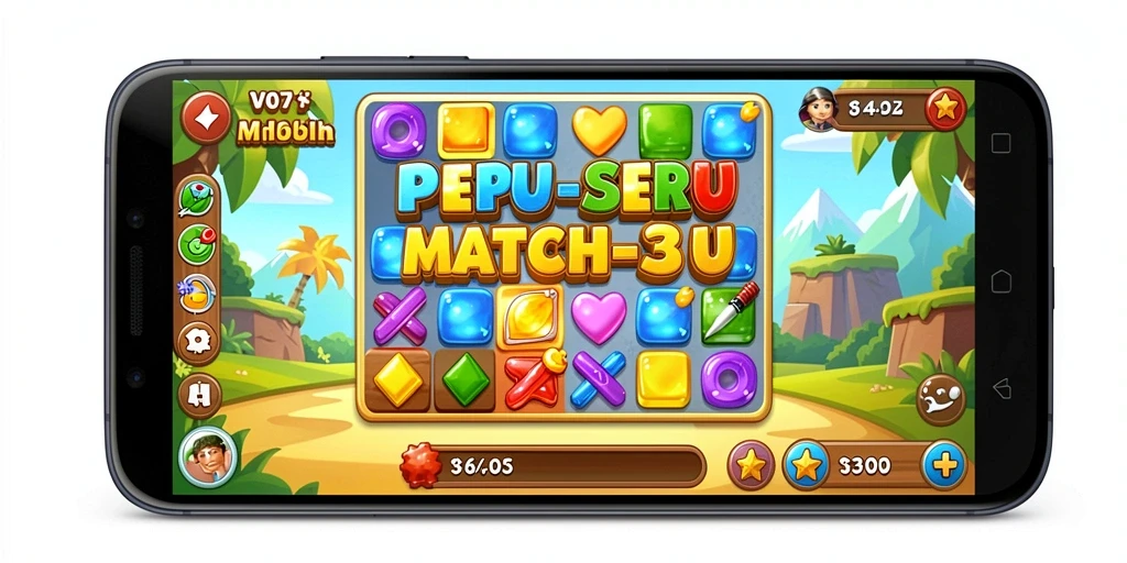 Tampilan gameplay V07 dengan level Match-3 yang seru.