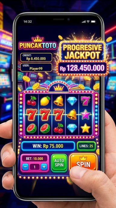 Tampilan antarmuka pengguna aplikasi puncaktoto yang modern.